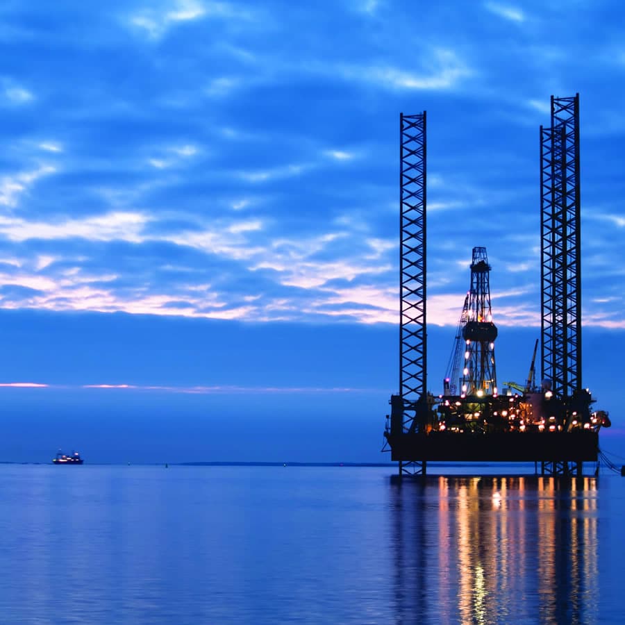 offshore rig at night